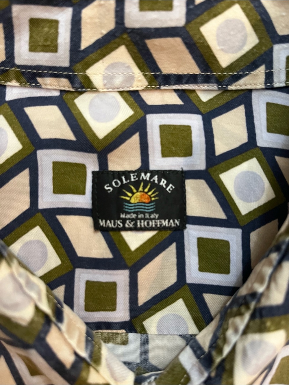 VTG Solemare Maus & Hoffman Geometric Shirt Men’s Sz XL “Vegan Silk” Multicolor - Picture 4 of 15
